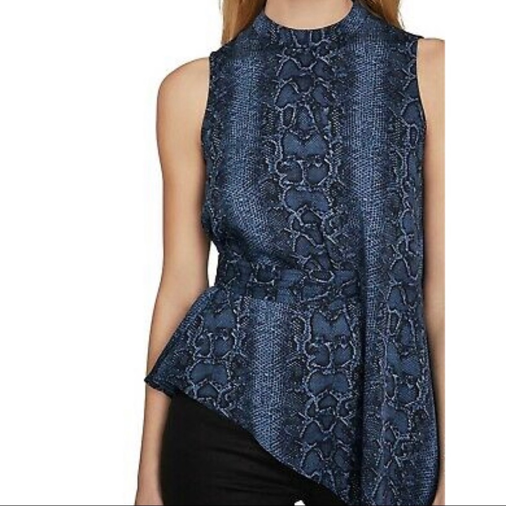 Asymmetrical Snake-Embossed Top Pacific Blue Python - Picture 3 of 4